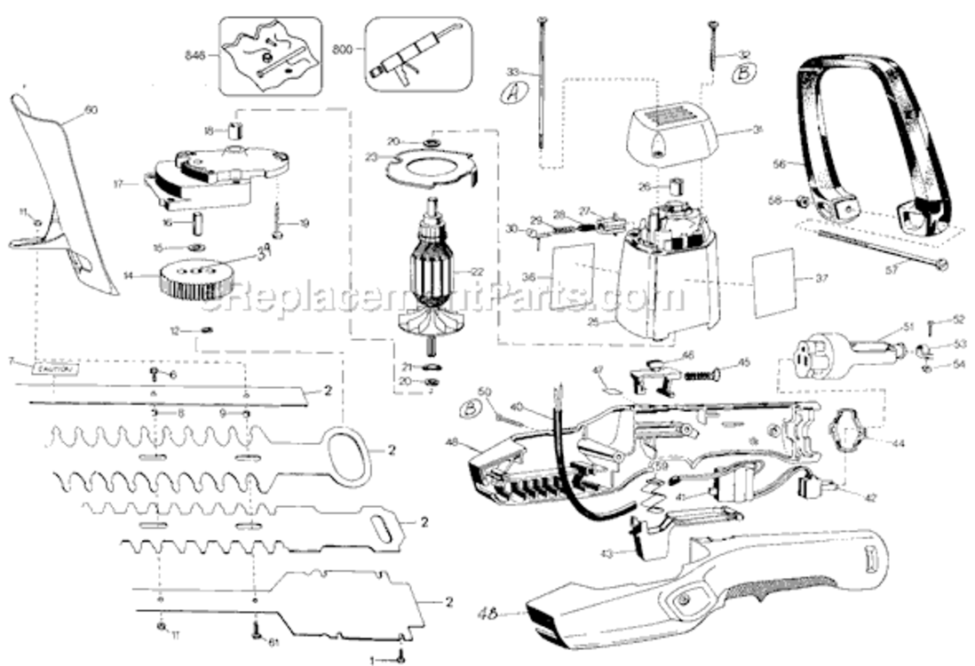Page A Diagram and Parts List for Type 41 Black and Decker Hedge Trimmer